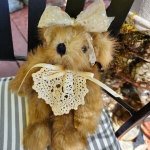 Precious Crochet Heart Vintage Teddy Bear Small 6 Inch‎